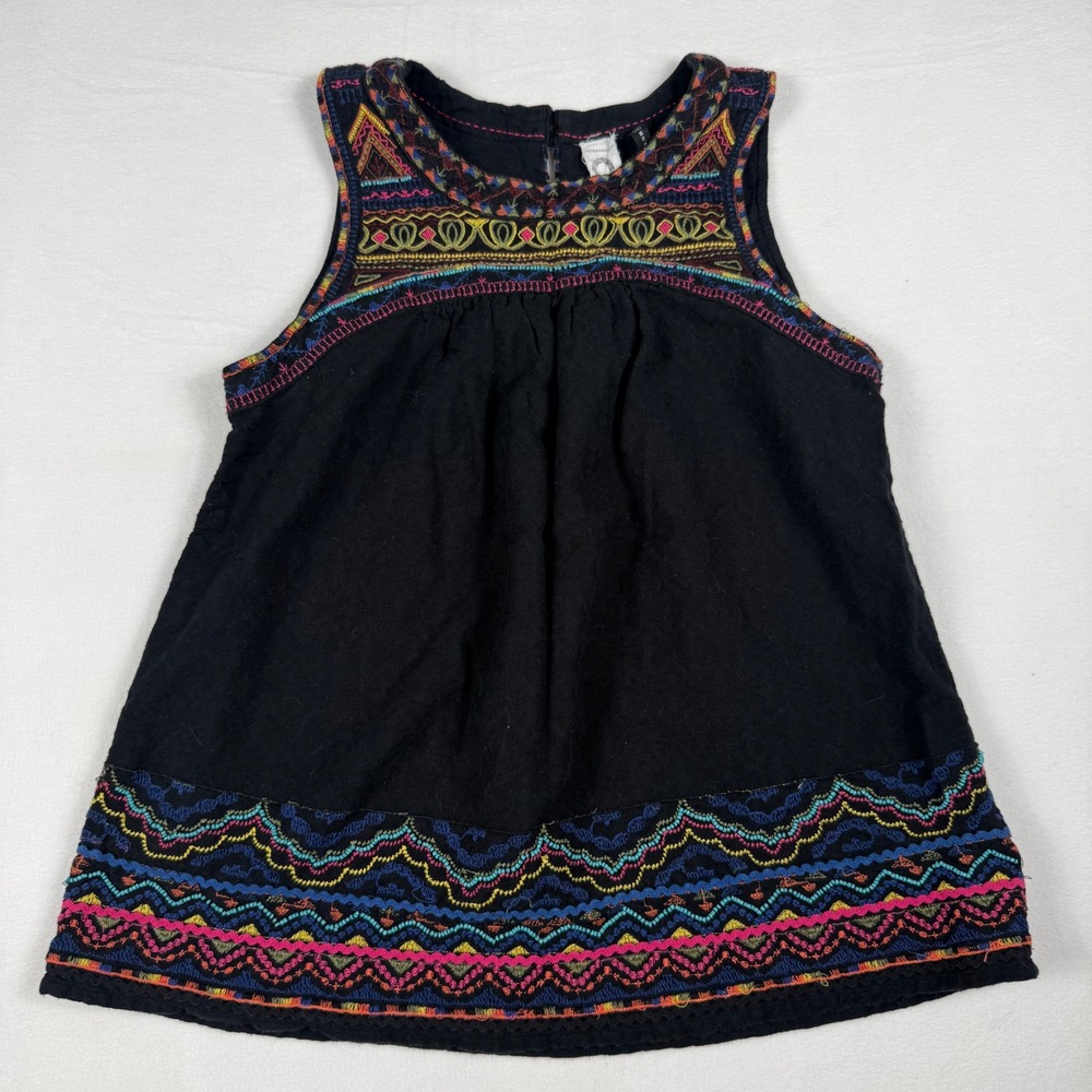 Anthropologie Embroidered Beaded Sleeveless Top Size 0 Black Boho Festival Chic